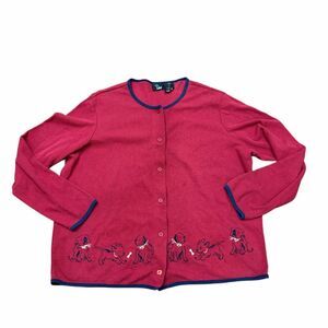 ❤️ Ms. Lee Women’s Burgundy Red Sweater | Puppy Dog Embroidery | Size 1X ❤️